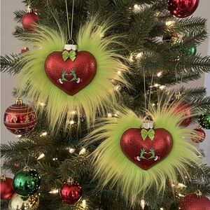 Grinch Heart Ornaments